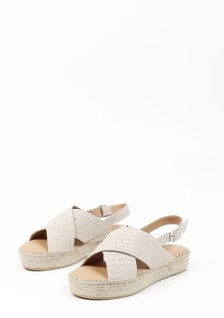 Beige Suede Plateau Sandalen^Sacha Clearance