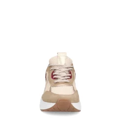 Beige Suede Sneakers Met Roze Details^Sacha Online