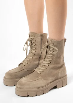 Beige Suede Veterlaarsjes^Sacha Cheap