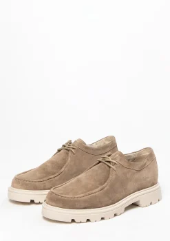 Beige Suede Veterschoenen Met Grove Zool^Sacha Shop