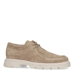 Beige Suede Veterschoenen Met Grove Zool^Sacha Shop