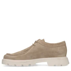 Beige Suede Veterschoenen Met Grove Zool^Sacha Shop