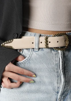 Beige Western Riem Met Goudkleurige Gesp^Sacha Best