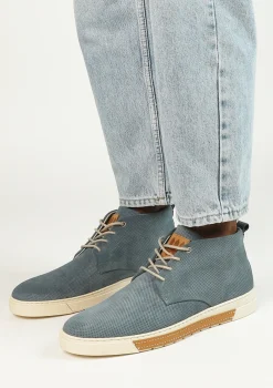 Blauwe Hoge Leren Sneakers^Sacha Fashion