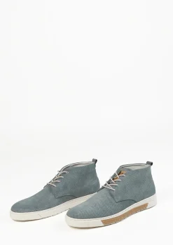 Blauwe Hoge Leren Sneakers^Sacha Fashion