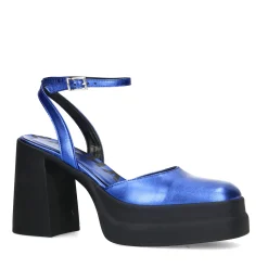 Blauwe Metallic Pumps Met Plateau Hak^Sacha Discount