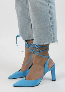 Blauwe Slingback Pumps Met Veters^Sacha Outlet