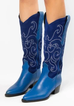 Blauwe Suede Cowboylaarzen^Sacha Flash Sale