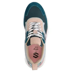 Blauwe Suede Sneakers Met Roze Details^Sacha Hot