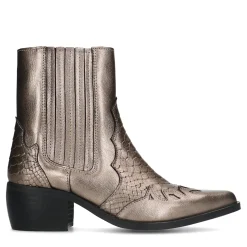 Bronskleurige Leren Cowboy Enkellaarsjes^Sacha Best Sale