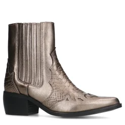 Bronskleurige Leren Cowboy Enkellaarsjes^Sacha Best Sale