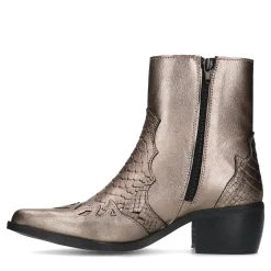 Bronskleurige Leren Cowboy Enkellaarsjes^Sacha Best Sale