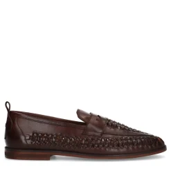 Bruine Gevlochten Leren Loafers^Sacha New