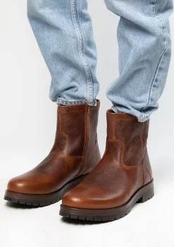 Bruine Leren Boots Met Imitatiebont^Sacha Sale