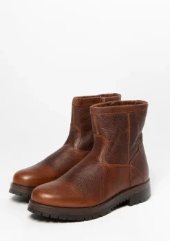Bruine Leren Boots Met Imitatiebont^Sacha Sale