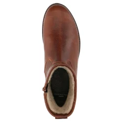 Bruine Leren Boots Met Imitatiebont^Sacha Sale