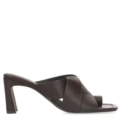 Bruine Leren Muiltjes Met Brede Bandjes^Sacha Cheap