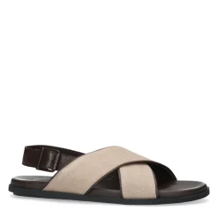 Bruine Leren Sandalen Met Beige Details^Sacha New