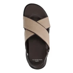 Bruine Leren Sandalen Met Beige Details^Sacha New