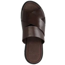 Bruine Leren Slippers^Sacha Fashion