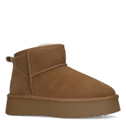 Bruine Suede Enkelboots Met Wol^Sacha Best Sale