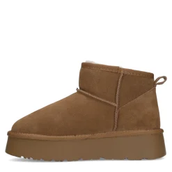 Bruine Suede Enkelboots Met Wol^Sacha Best Sale