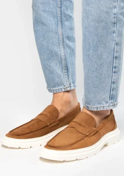 Bruine Suede Loafers Met Chunky Zool^Sacha Cheap