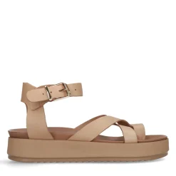 Camel Leren Plateau Sandalen^Sacha Shop