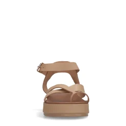 Camel Leren Plateau Sandalen^Sacha Shop