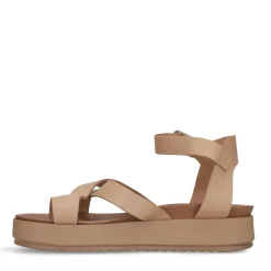 Camel Leren Plateau Sandalen^Sacha Shop