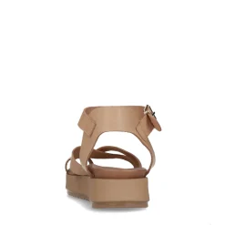 Camel Leren Plateau Sandalen^Sacha Shop