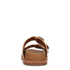 Camel Leren Slippers Met Gespen^Sacha Best Sale