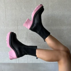 Chunky Chelsea Boots Met Roze Zool^Sacha Hot