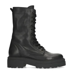 Chunky Zwarte Leren Veterboots^Sacha Cheap