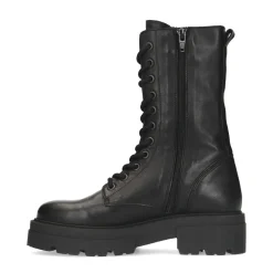 Chunky Zwarte Leren Veterboots^Sacha Cheap