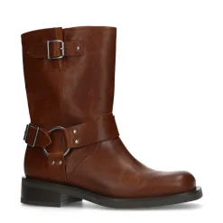 Cognac Buckle Biker Enkelboots^Sacha Online