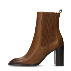 Cognac Chelsea Enkellaarsjes Met Hak^Sacha Fashion