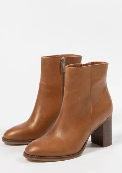 Cognac Enkellaarsjes Met Hak^Sacha New