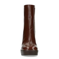 Cognac Enkellaarsjes Met Blokhak^Sacha Outlet