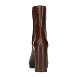 Cognac Enkellaarsjes Met Blokhak^Sacha Outlet