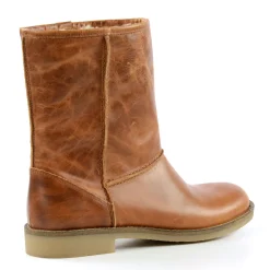 Cognac Korte Laarzen Met Imitatiebont^Sacha Sale