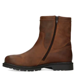 Cognac Leren Boots Met Imitatiebont^Sacha Best