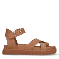 Cognac Leren Plateau Sandalen^Sacha Cheap