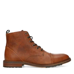 Cognac Leren Veterboots^Sacha Store