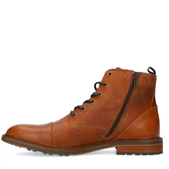Cognac Leren Veterboots^Sacha Store