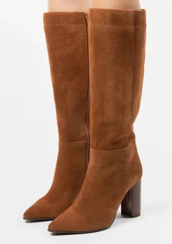 Cognac Suede Hoge Laarzen Met Hak^Sacha Clearance