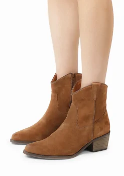 Cognac Suede Lage Cowboylaarzen^Sacha Fashion