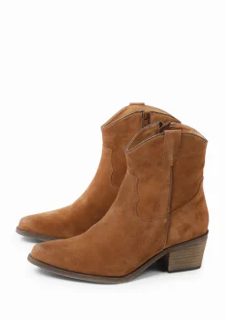 Cognac Suede Lage Cowboylaarzen^Sacha Fashion