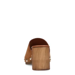 Cognac Suede Muiltjes Met Houten Hak^Sacha Best Sale