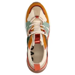 Cognac Suede Sneakers Met Gekleurde Details^Sacha Cheap